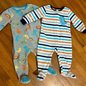 Absorba 12M Dinosaur Footie Pajamas | Set of 2 | Blue, Orange Baby Boys Onesies